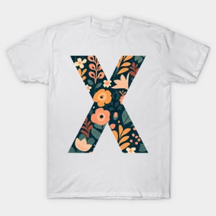 Whimsical Floral Letter X T-Shirt